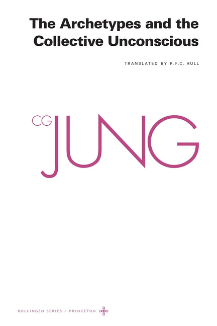 Book cover of The Archetypes and the Collective Unconscious by C.G. Jung: white background with bold pink 'CG JUNG' text, Bollingen Series Princeton edition