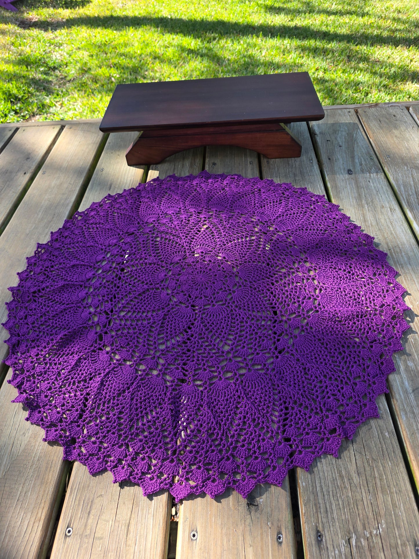 Handmade Purple Crochet Mandala Altar Cloth – Royal Amethyst Crown Chakra