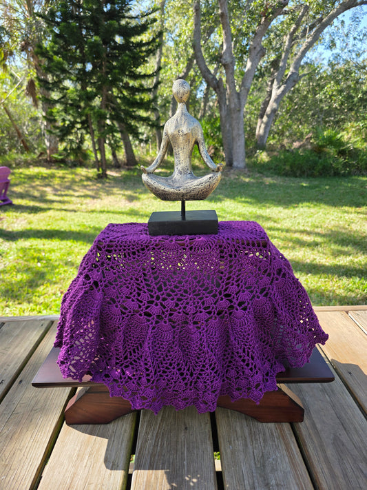 Handmade Purple Crochet Mandala Altar Cloth – Royal Amethyst Crown Chakra