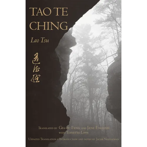 Tao Te Ching by Lao Tzu book cover – Gia-Fu Feng and Jane English translation, updated with Toinette Lippe, introduction and notes by Jacob Needleman, misty forest cave landscape design in brown and gray tones